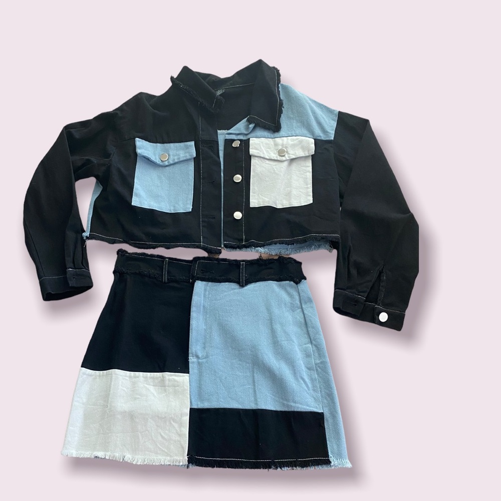 Casual Suit Crop Jacket Mini Skirt